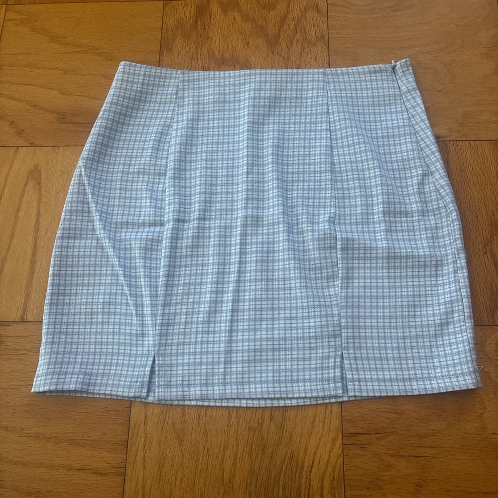Blue and White Mini Pencil Skirt for Casual Wear